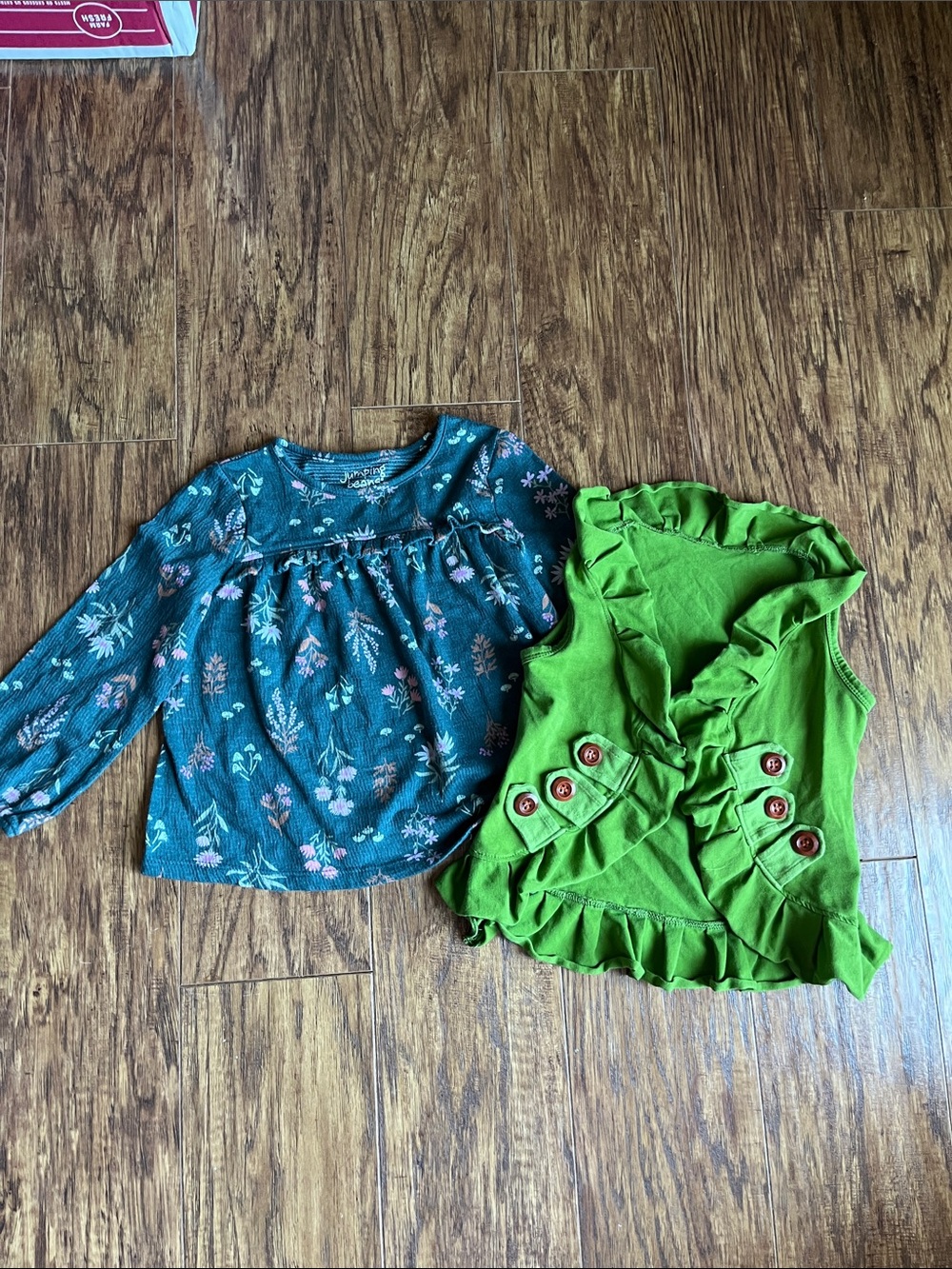 jumping beans Teal Floral Long Sleeve Top with Pink Accents